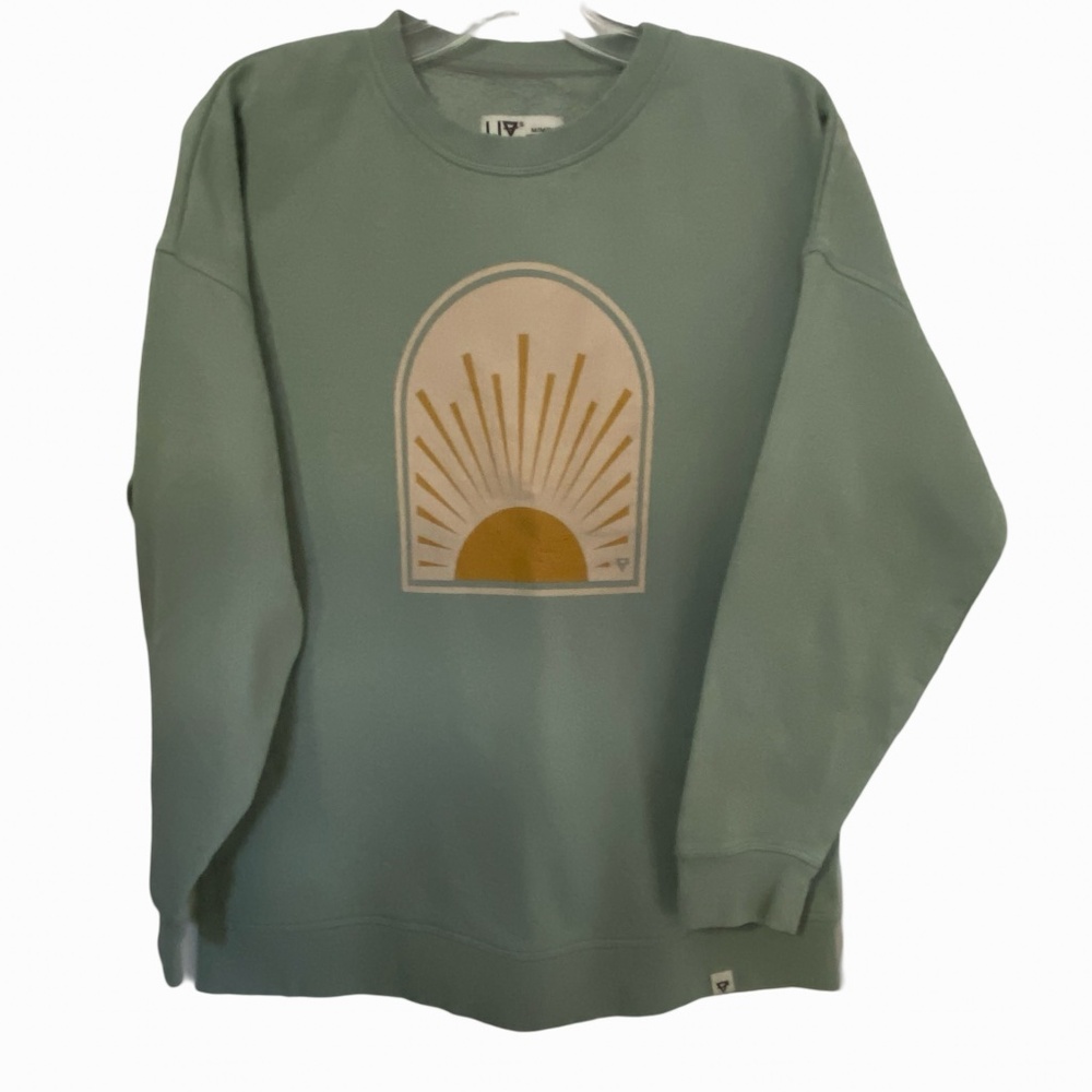 Liv Outdoor Womens Green Morning Glory Organic Cotton Blend Sweatshirt- Sz-M